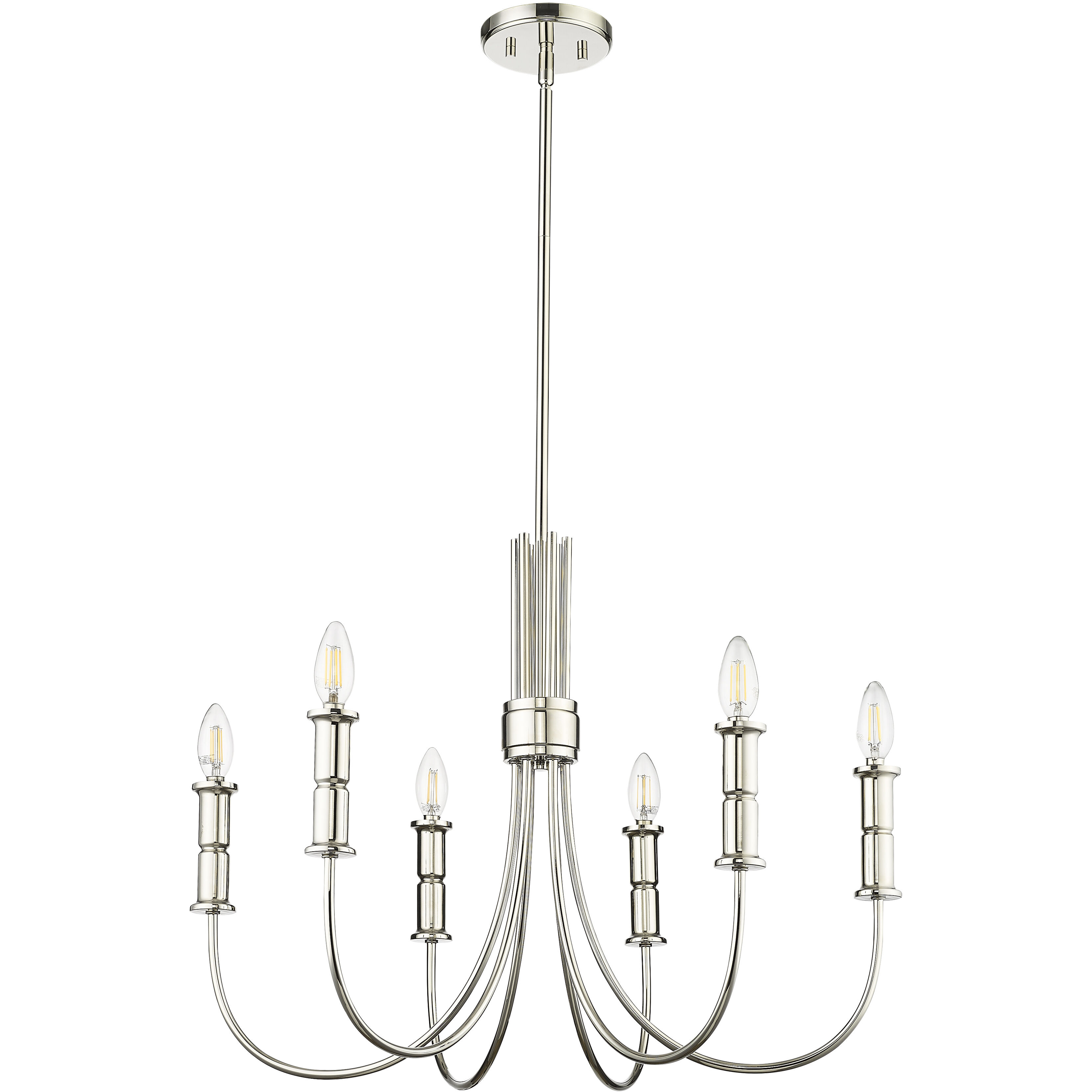 Potiss 6 Light 26 inch Polished Nickel Chandelier Ceiling Light